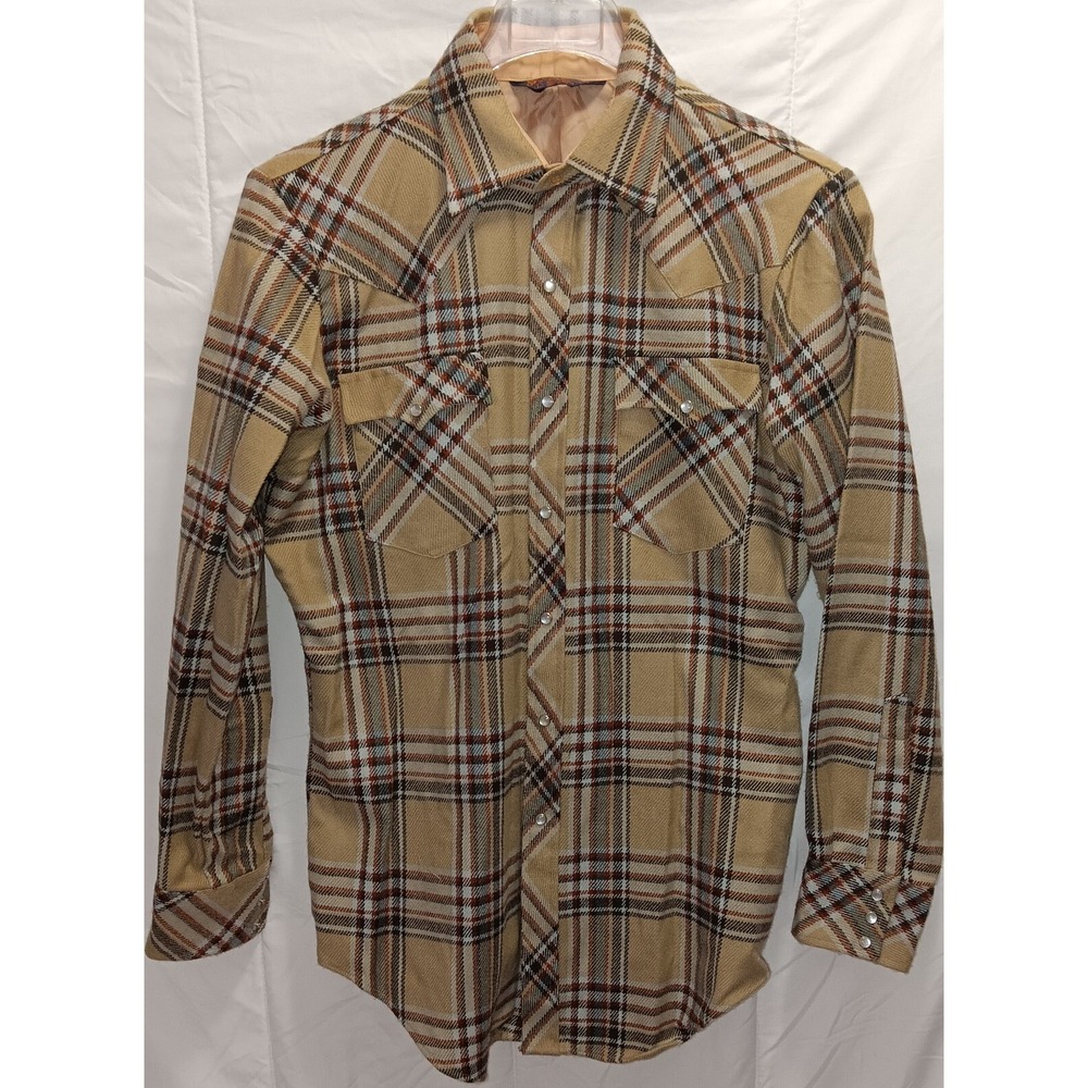 Sportsman Vintage Kmart Large Plaid Pearl Snap Flannel Shirt Acrylic Western